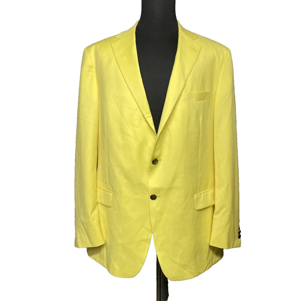 Hart Schaffner Marx Blazer 48L Bright Yellow Dillard’s Made USA Mens Sport Coat